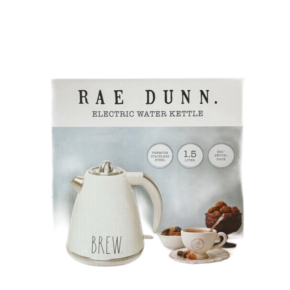 Rae Dunn Other - Rae Dunn "BREW" Electric Water Kettle - 1.5L - White/Stainless NWT